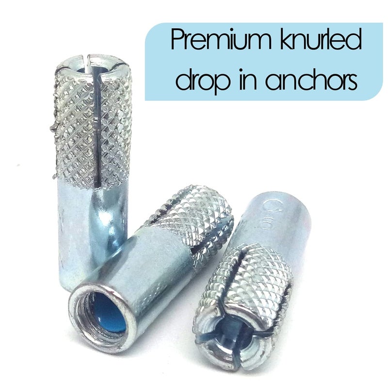 DGZ 20pcs Zinc Plated Metal Knurled Drop in Anchor,Drop-in Anchor Zinc Plated Fasteners (M6) - Image 2